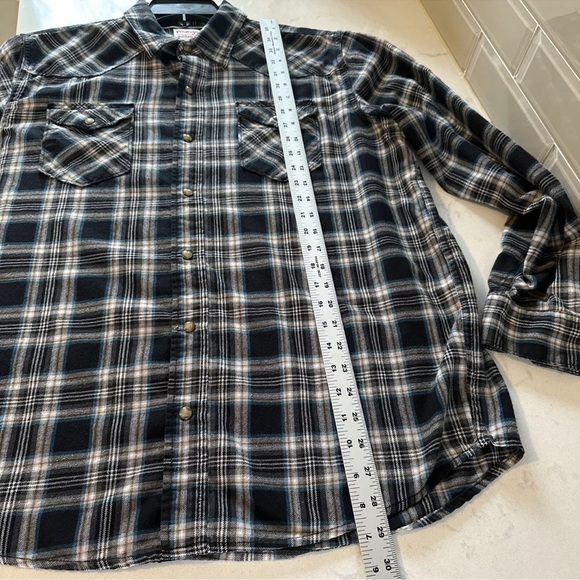 Wrangler Authentics Men's Pearl Snap Western Shirt Size Large Black Blue - Picture 8 of 9
